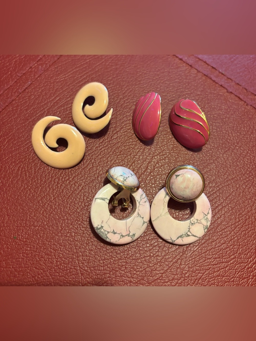 ✨3 Vintage Pink Statement Earrings